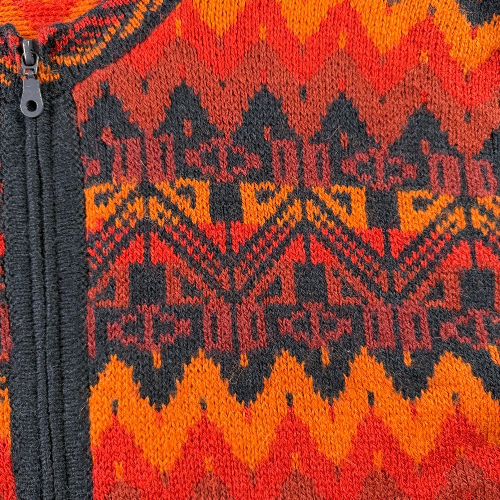 Alpa Sur Cusco Peru Alpaca Wool Cardigan Sweater Geometric Full Zip Womens M - Picture 2 of 8